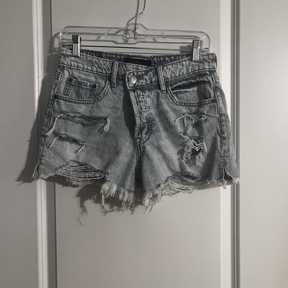 Aeropostale Light Blue Distressed Jean Shorts (4)